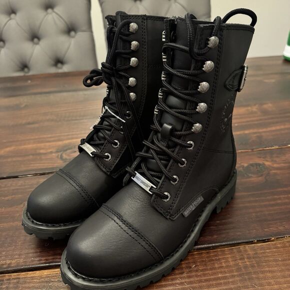 Harley Davidson Women's Leather Waterproof Balsa Skull Riding Boots - Picture 2 of 9